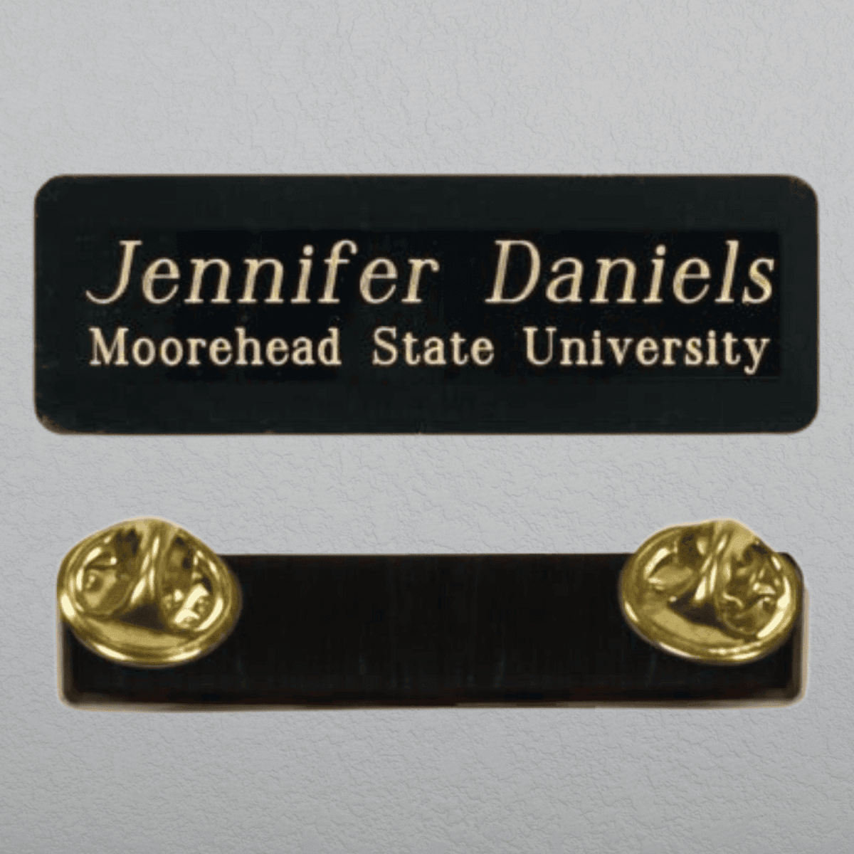 Black Brass Name Badges and Plates - Double Post Clutch Pin Backing
