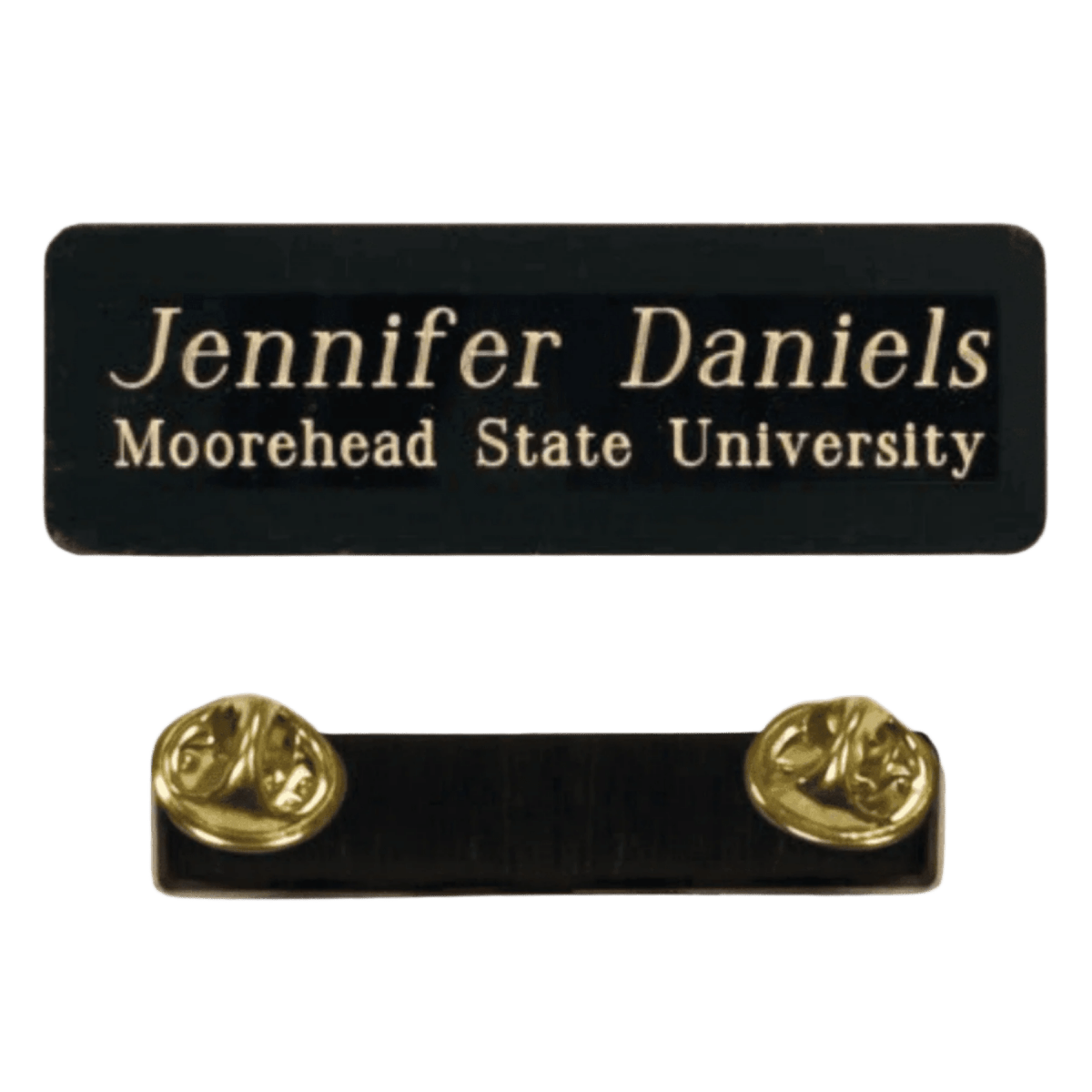 Black Brass Name Badges and Plates - Double Post Clutch Pin Backing