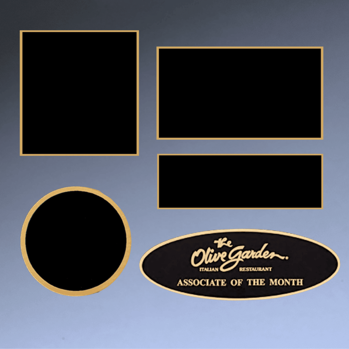Black Brass Plates for Displays, Awards & Plaques - Square