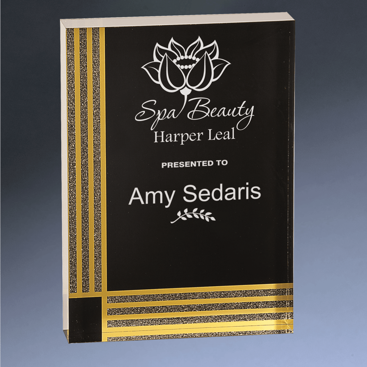 Black Diamond Acrylic Awards - Elegant Black & Gold Acrylic Displays - Peak