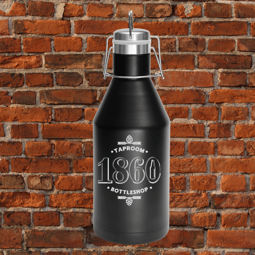 1860 Polar Camel Stainless Steel Growler (Black with Classic Logo) 