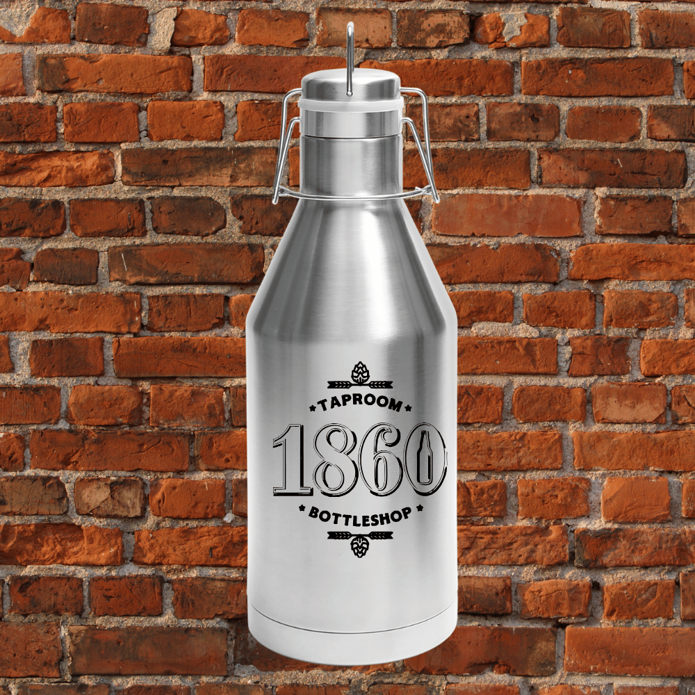 1860 Stainless Steel  Polar Camel Growler with Mug Club Personalization (Stainless Steel with Classic Logo) 