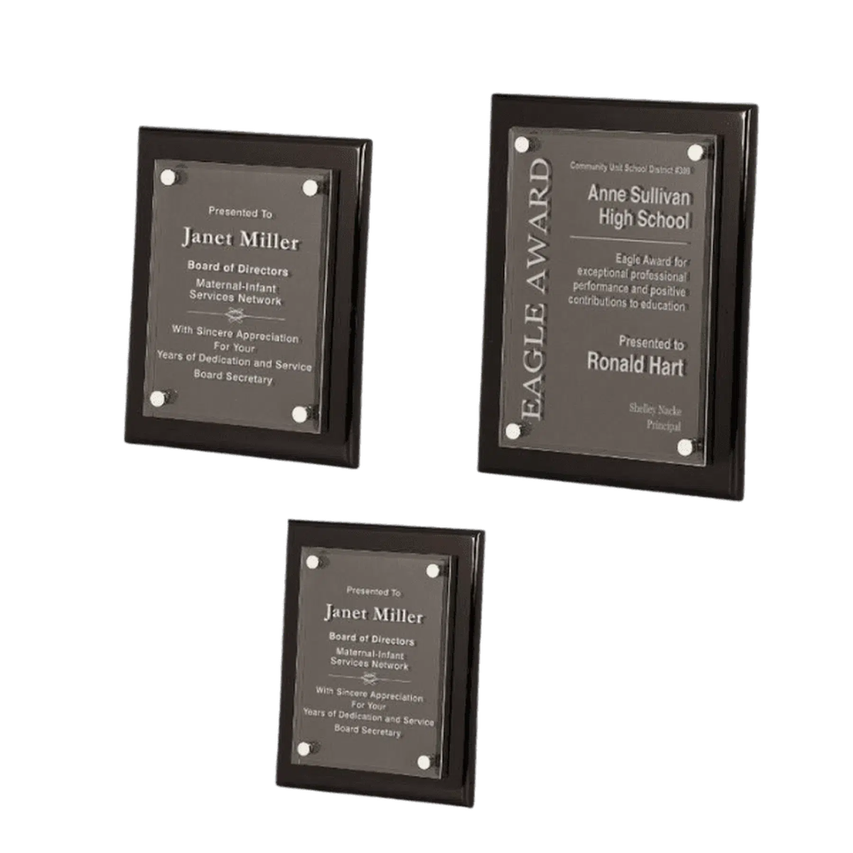 Black Piano Finish Floating Glass Plaque - LightForce Laser Engraving, LLC