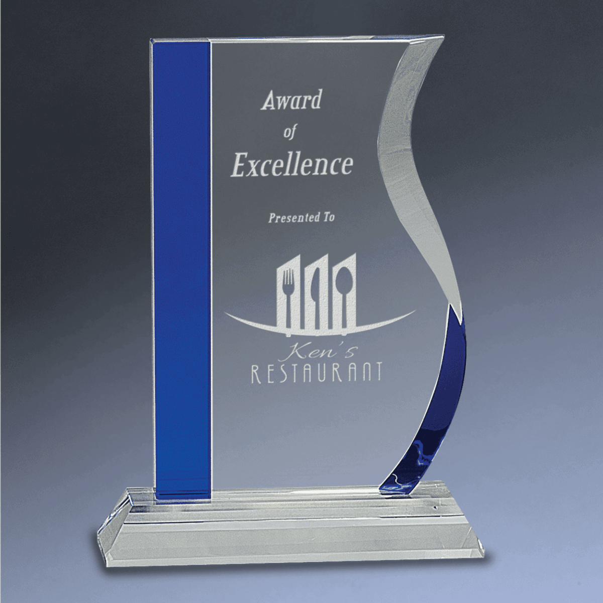Blue Edge Crystal Awards – Personalized Corporate Recognition - Wave