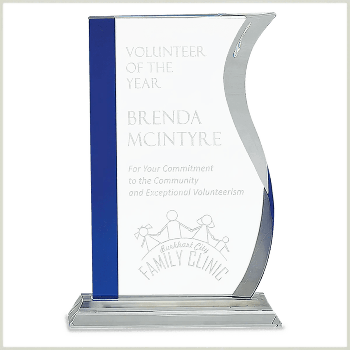 Blue Edge Crystal Awards – Personalized Corporate Recognition - Rectangle