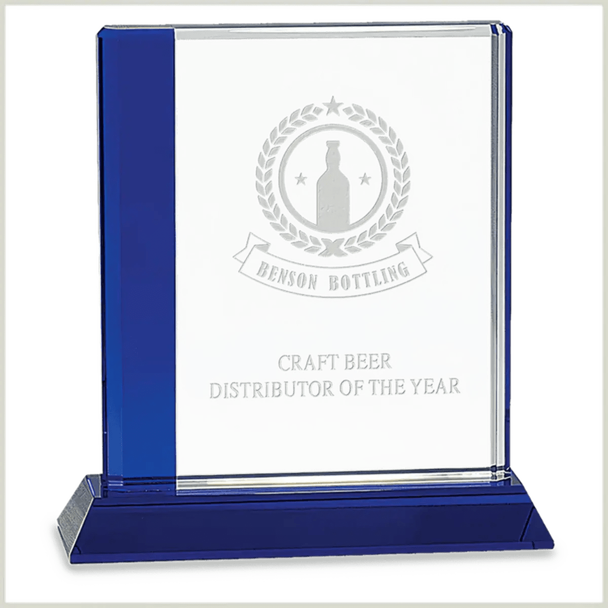 Blue Edge Crystal Awards – Personalized Corporate Recognition - Rectangle