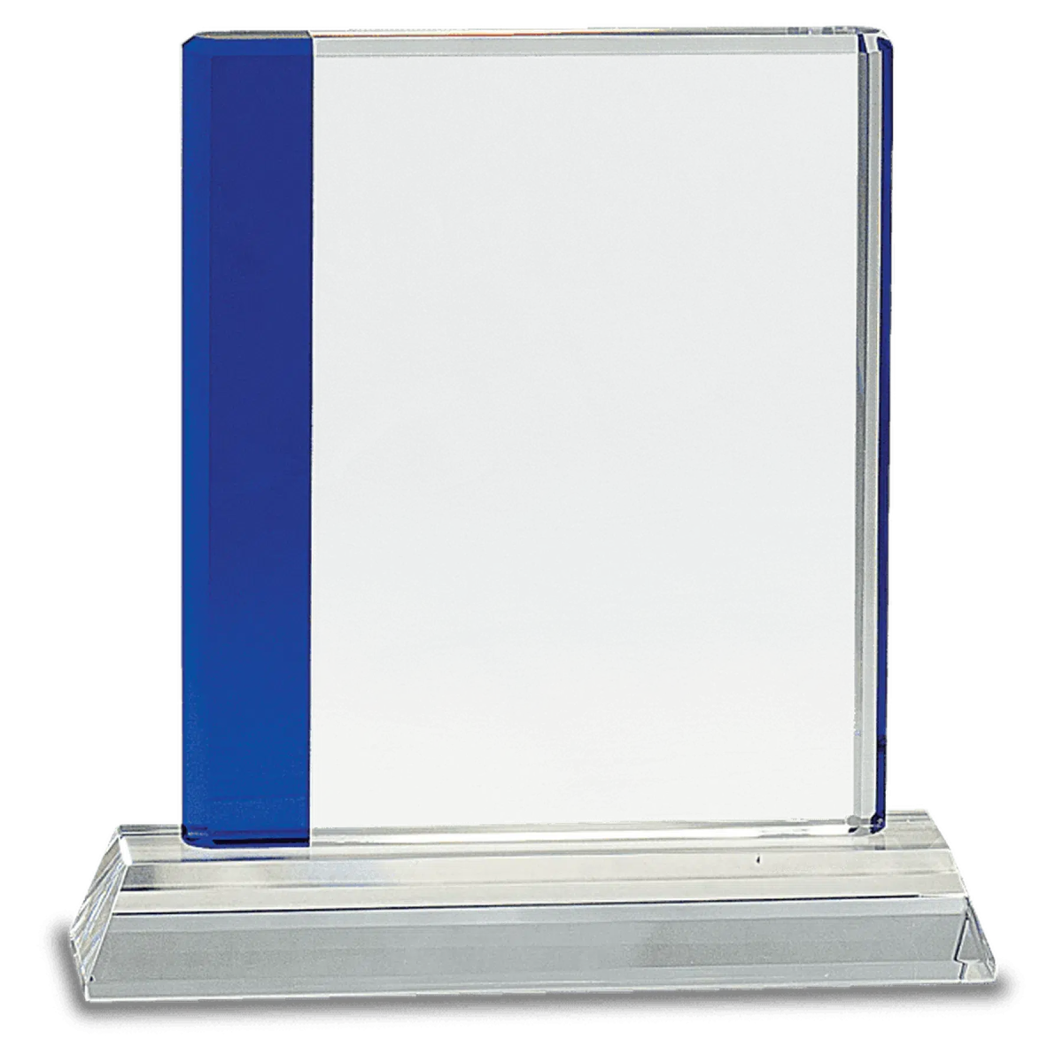 Blue Edge Crystal Rectangle on Clear Base - LightForce Laser Engraving, LLC