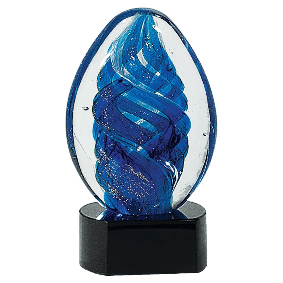 Blue Oval Swirl Art Glass - LightForce Laser Engraving, LLC