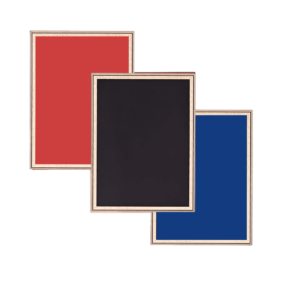 Brass Plated Plaque Plates with Gold Florentine Edged Border - Black