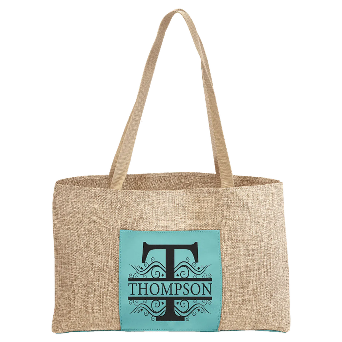 Burlap Bag with 5" Gusset and Leatherette Trim (Various Colors) - LightForce Laser Engraving, LLC