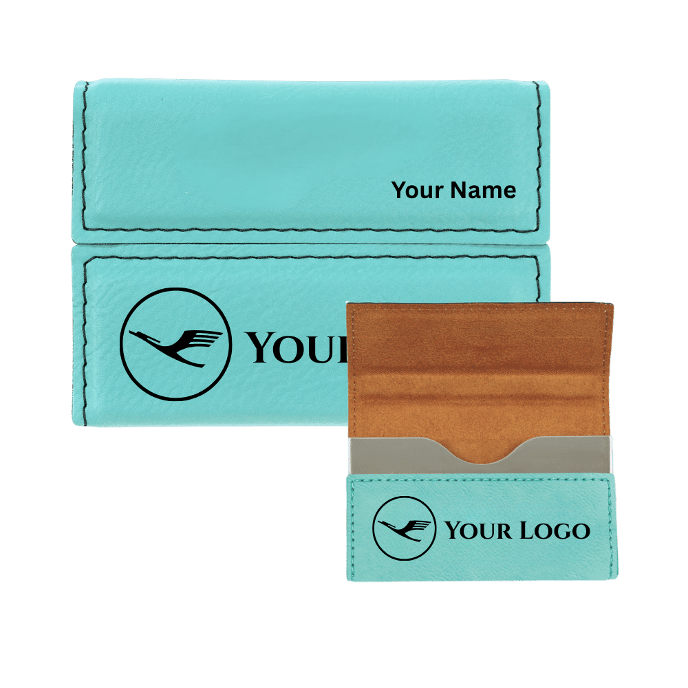 Business Card Case - Hard Shell Leatherette with Magnetic Closure - Teal