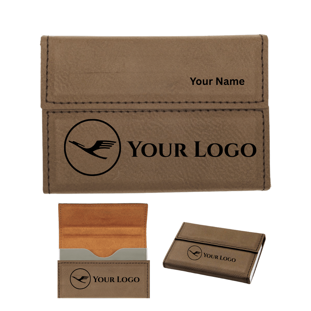 Business Card Case - Hard Shell Leatherette with Magnetic Closure - Dark Brown