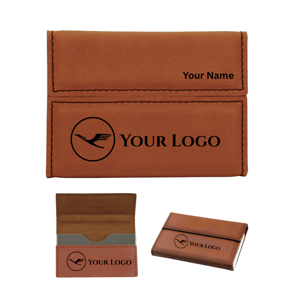 Personalized Business Card Case - Hard Shell and Magnetic Closure Rawhide / 3 3/4" x 2 3/4" / Leatherette Personalized Business Card Case - Hard Shell and Magnetic Closure Rawhide / 3 3/4" x 2 3/4" / Leatherette