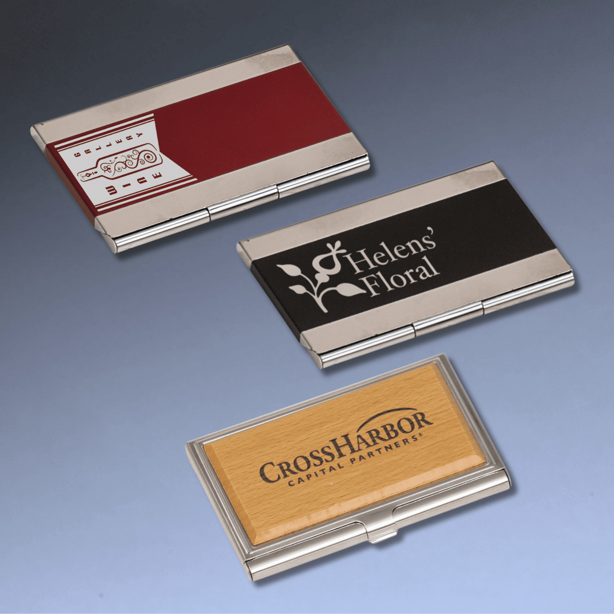 Business Card Cases – Wood and Stainless Steel Styles - Maple Finish Beechwood
