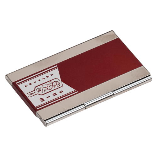Business Card Cases – Wood and Stainless Steel Styles - Red Stainless Steel
