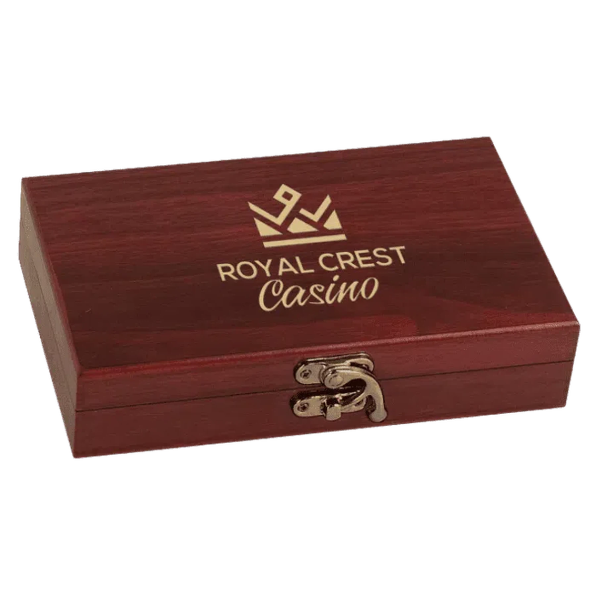 Card and Dice Box Set in Rosewood Finish (Gold Text and Logo) - LightForce Laser Engraving, LLC