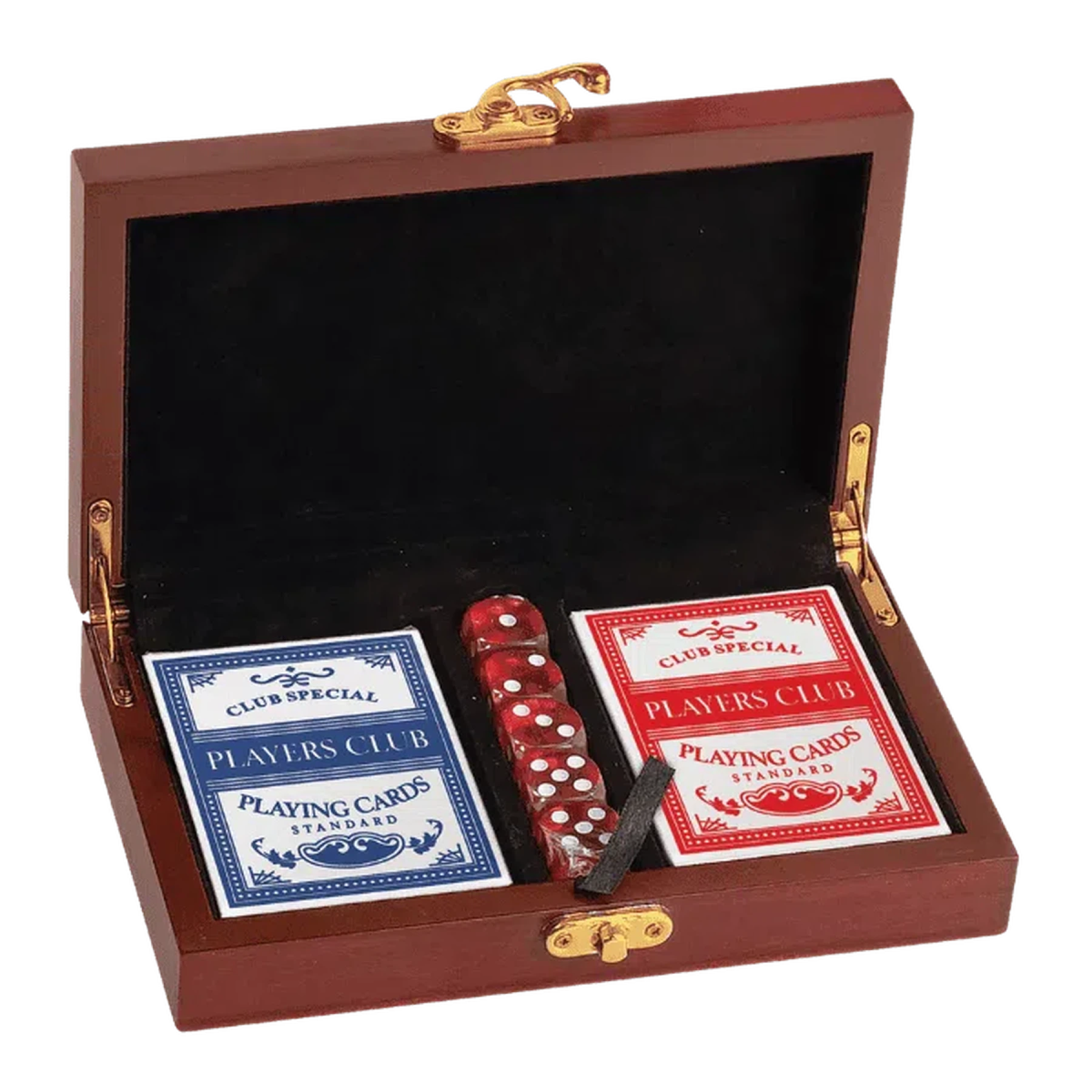 Card and Dice Box Set in Rosewood Finish (Gold Text and Logo) - LightForce Laser Engraving, LLC