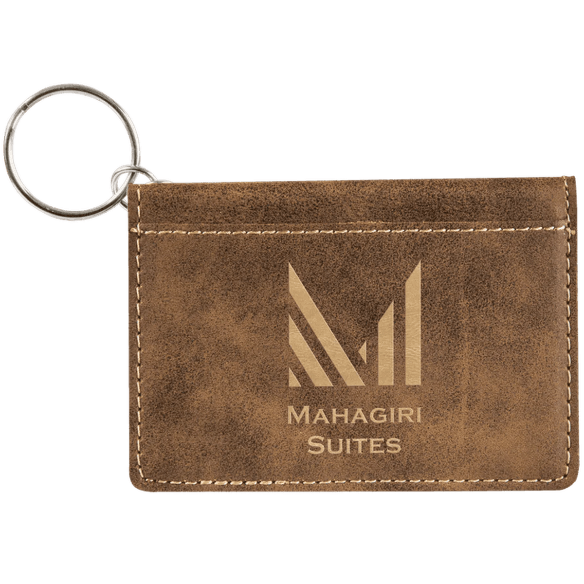 Card and ID Holder Keychain in Leathrette Colors - Blue/Silver