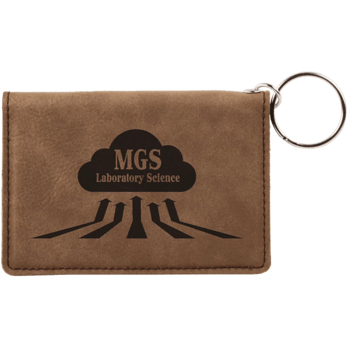 Card and ID Holder Keychain in Leathrette Colors - Blue/Silver