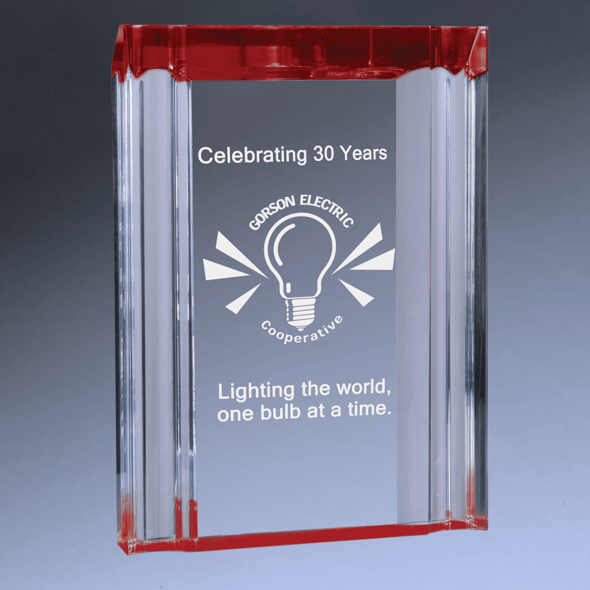 Channel Acrylic Award with Custom Engraving - Red