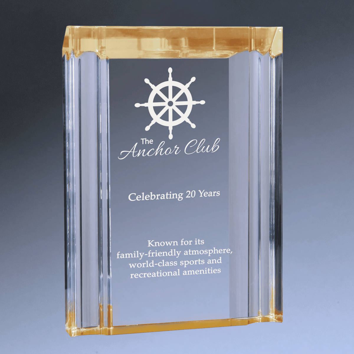 Channel Acrylic Award with Custom Engraving - Gold