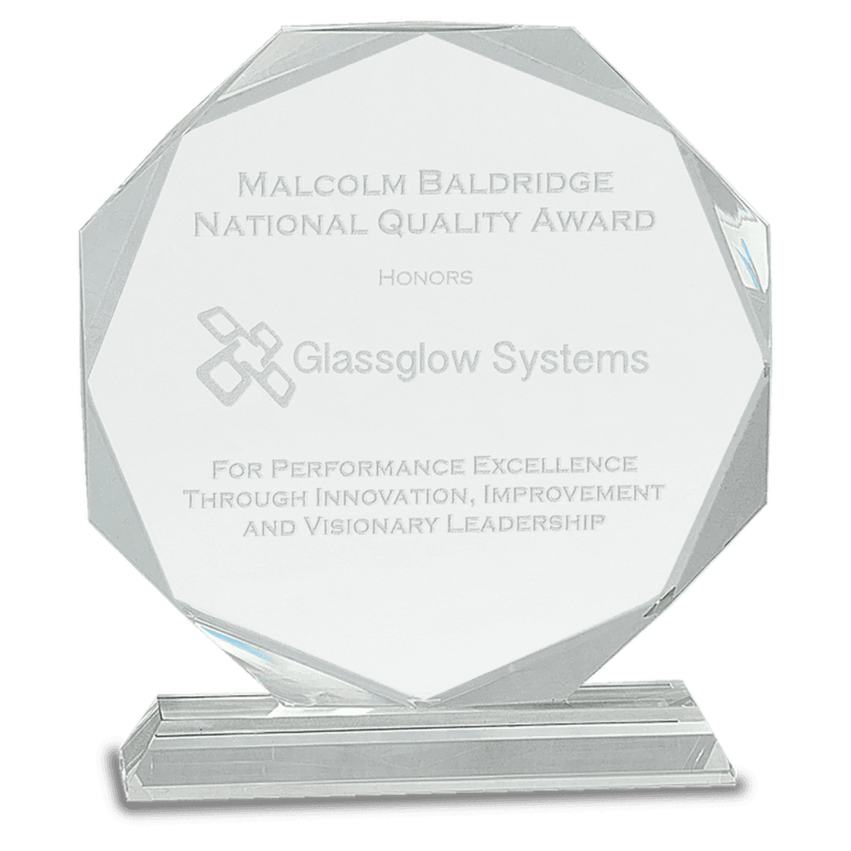 Clear Crystal Octagon Award on Pedestal Base - 7 1/4"