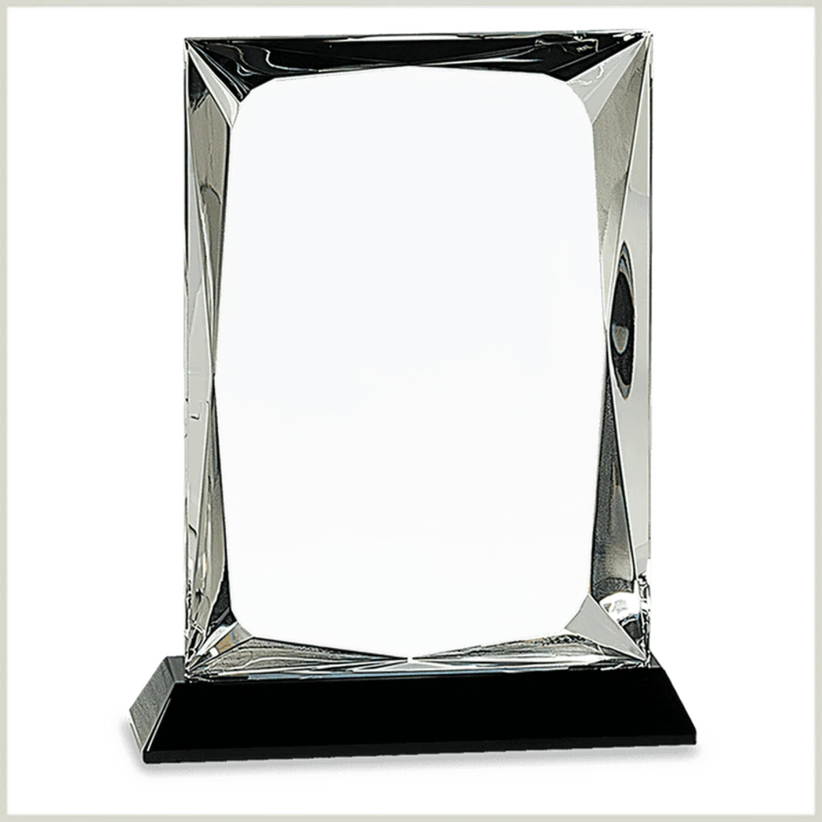 Clear Crystal Rectangle on Black Base - LightForce Laser Engraving, LLC