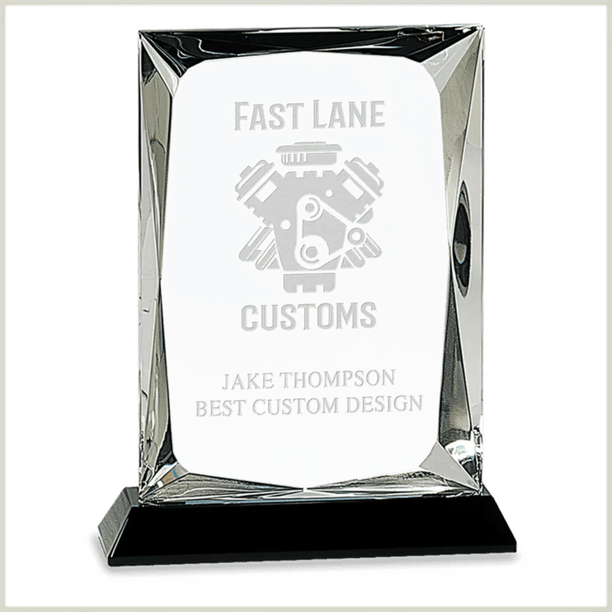 Clear Crystal Rectangle on Black Base - LightForce Laser Engraving, LLC