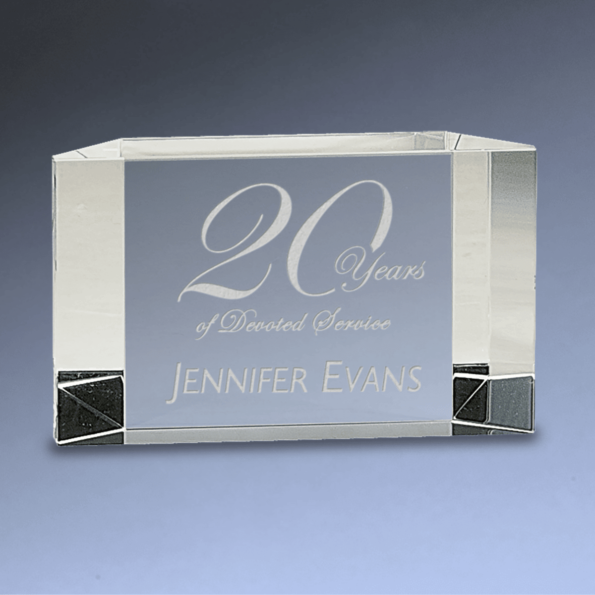 Clear Faceted Crystal Block Awards with Custom Engraving - 7" x 4 1/4"