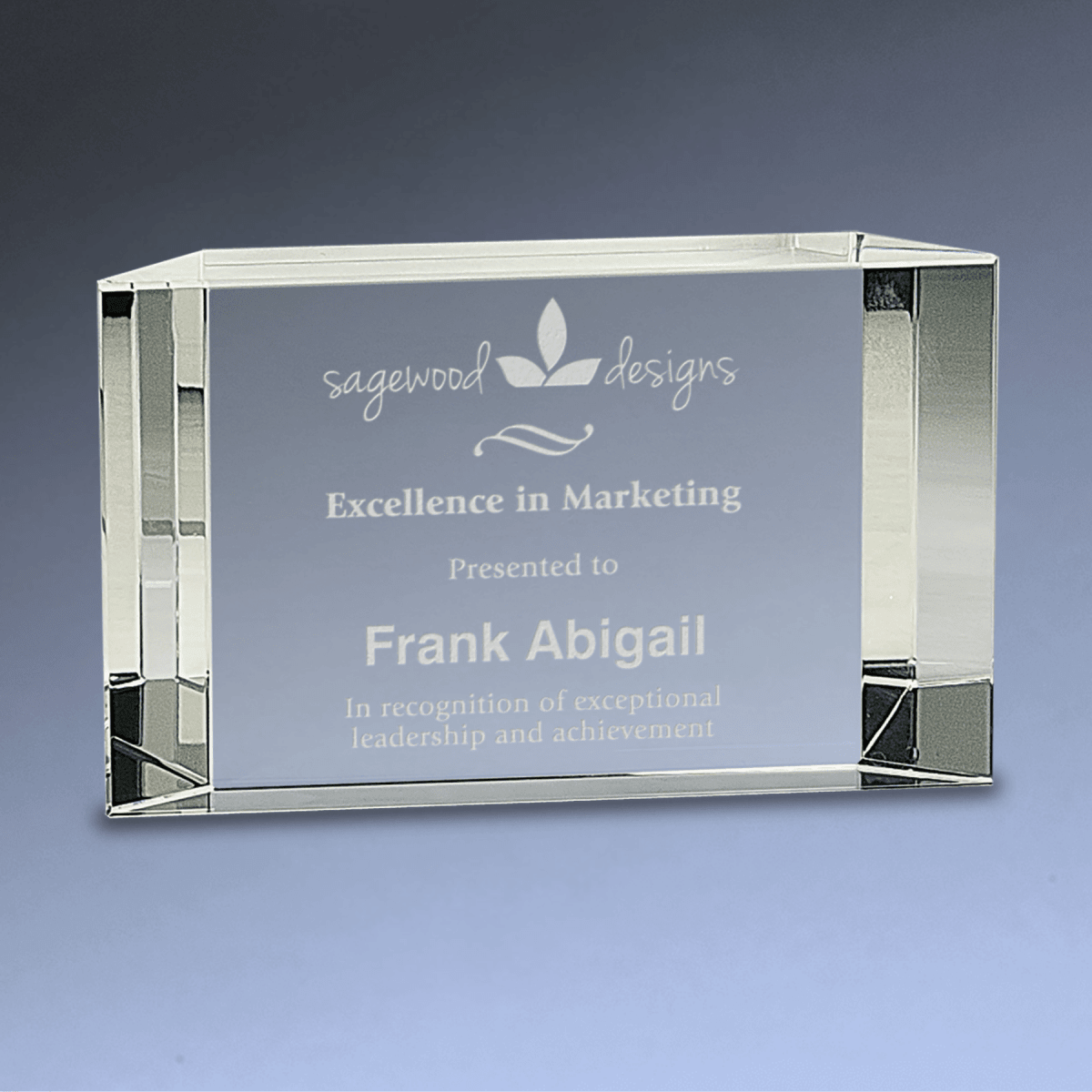 Clear Faceted Crystal Block Awards with Custom Engraving - 5" x 3"