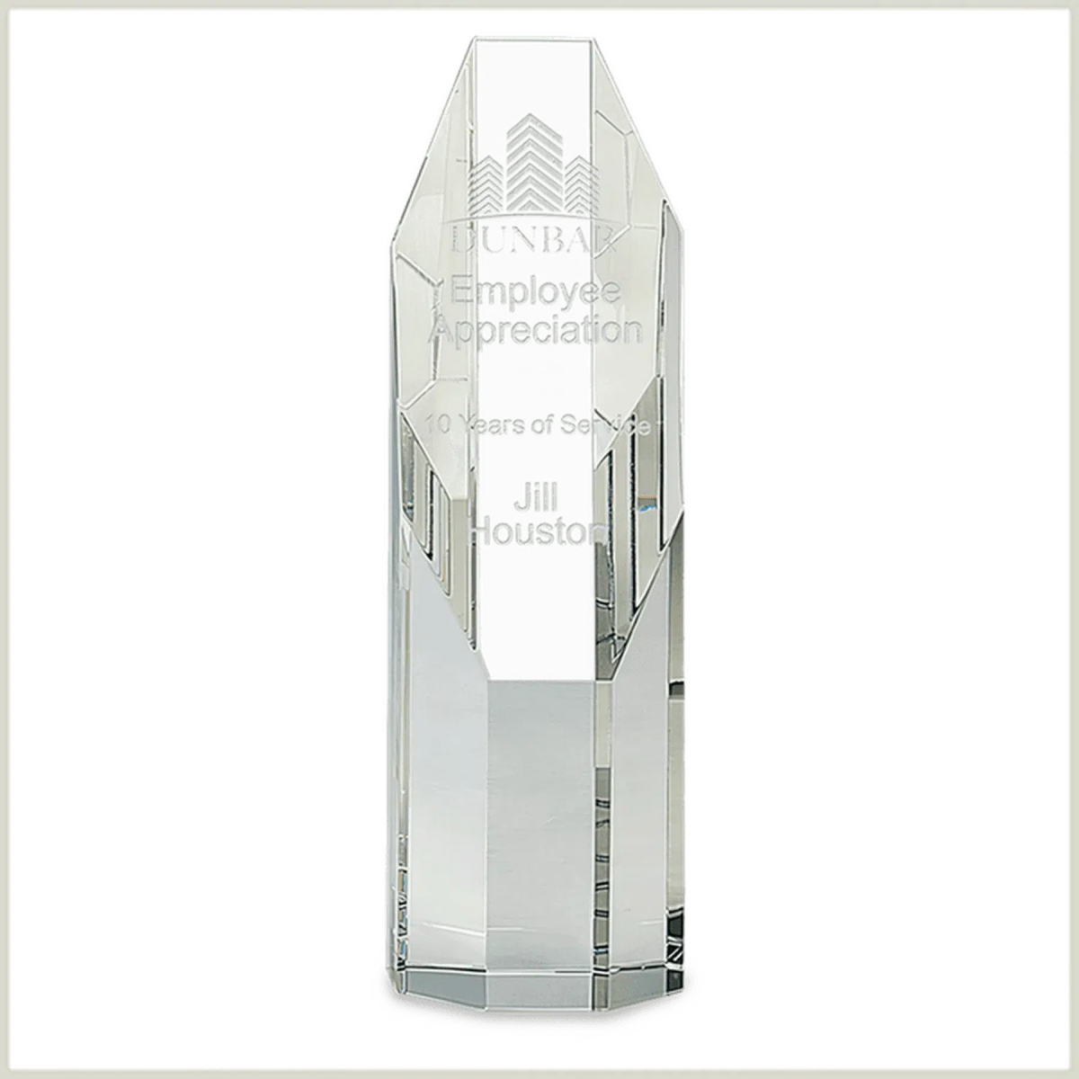 Clear Octagon Slant - Top Crystal Tower - LightForce Laser Engraving, LLC