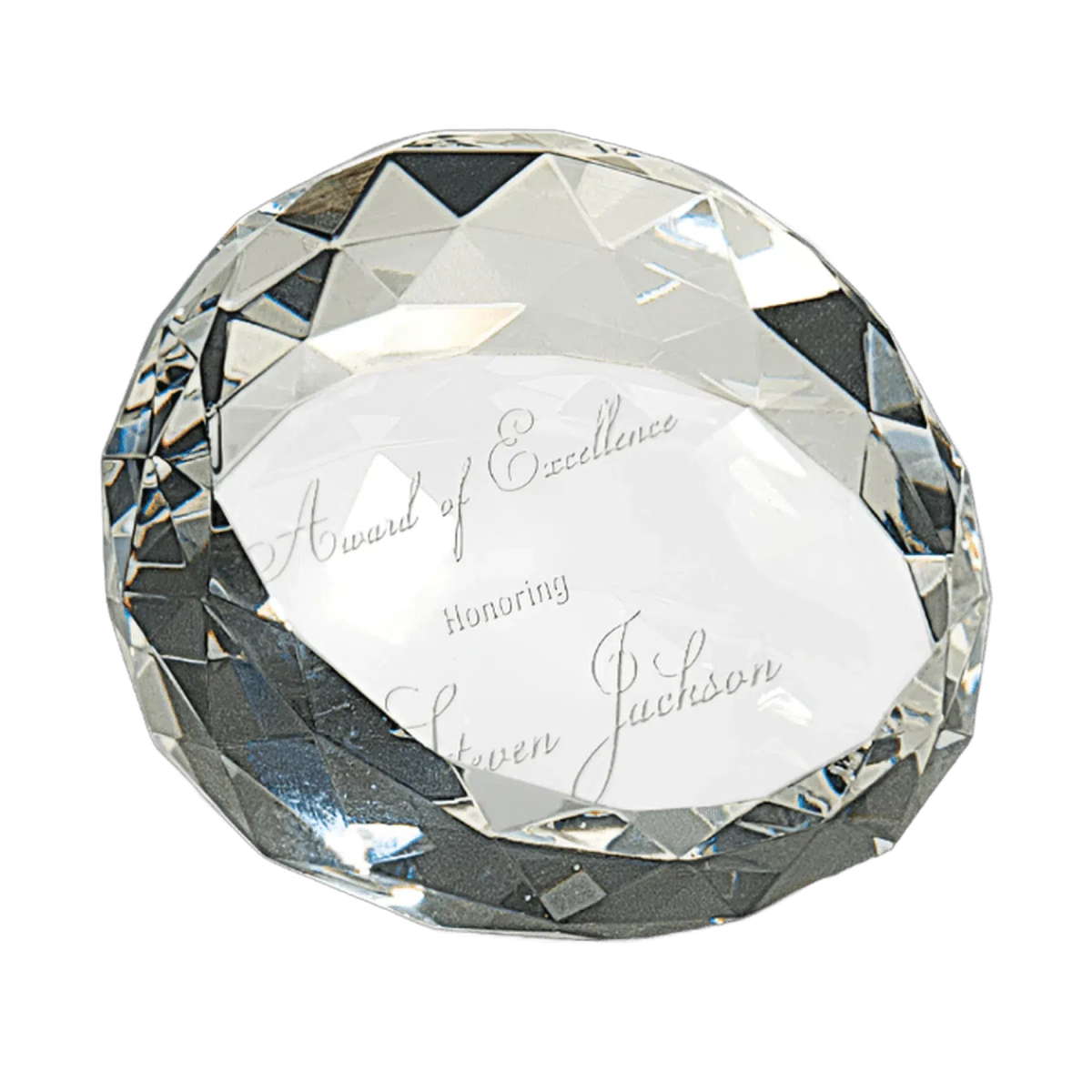 Clear Round Faceted Crystal Paperweights - LightForce Laser Engraving, LLC