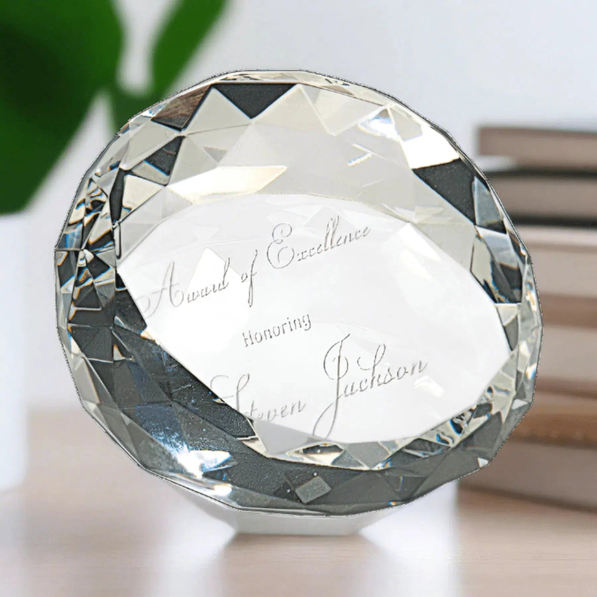 Clear Round Faceted Crystal Paperweights - LightForce Laser Engraving, LLC