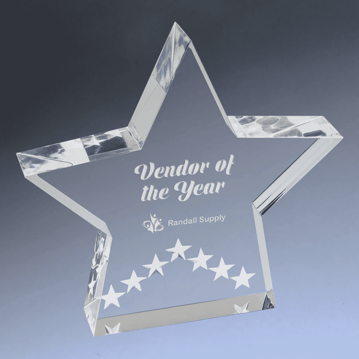 Color - Edge Acrylic Star Awards with Blue, Gold or Silver Accents - With Base and Star Embellishments