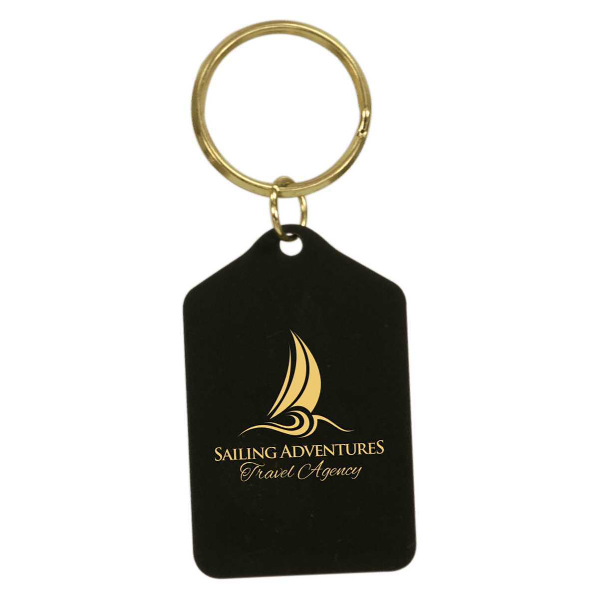 Commemorative Brass Keychains - Black with Gold Engraving - Tablet