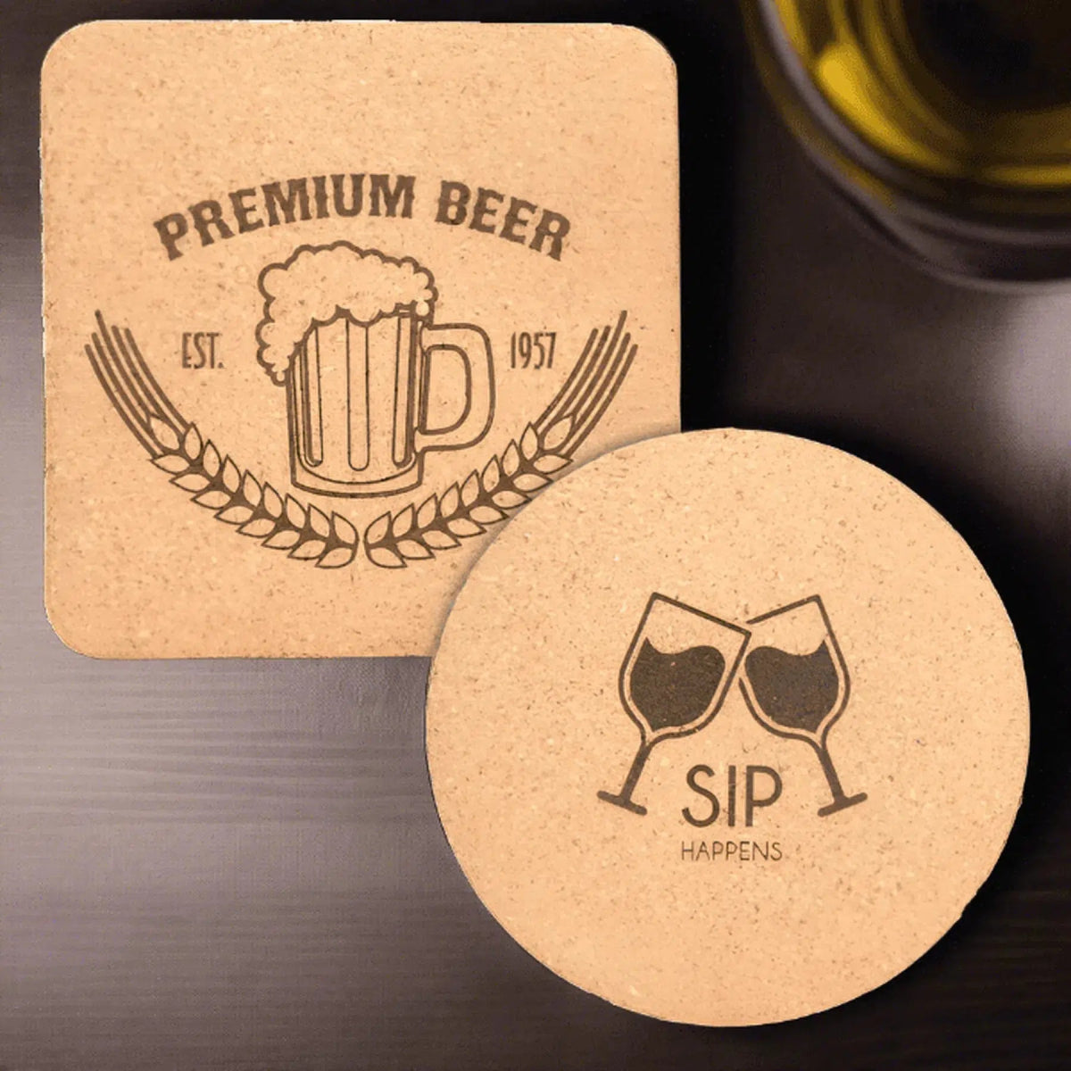 Cork Coaster (Round or Square) - LightForce Laser Engraving, LLC