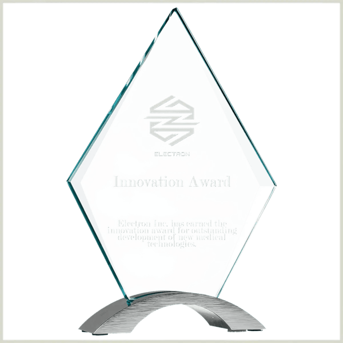 Cosmic Glass Awards - Jade Tinted with Silver Metal Base - Diamond