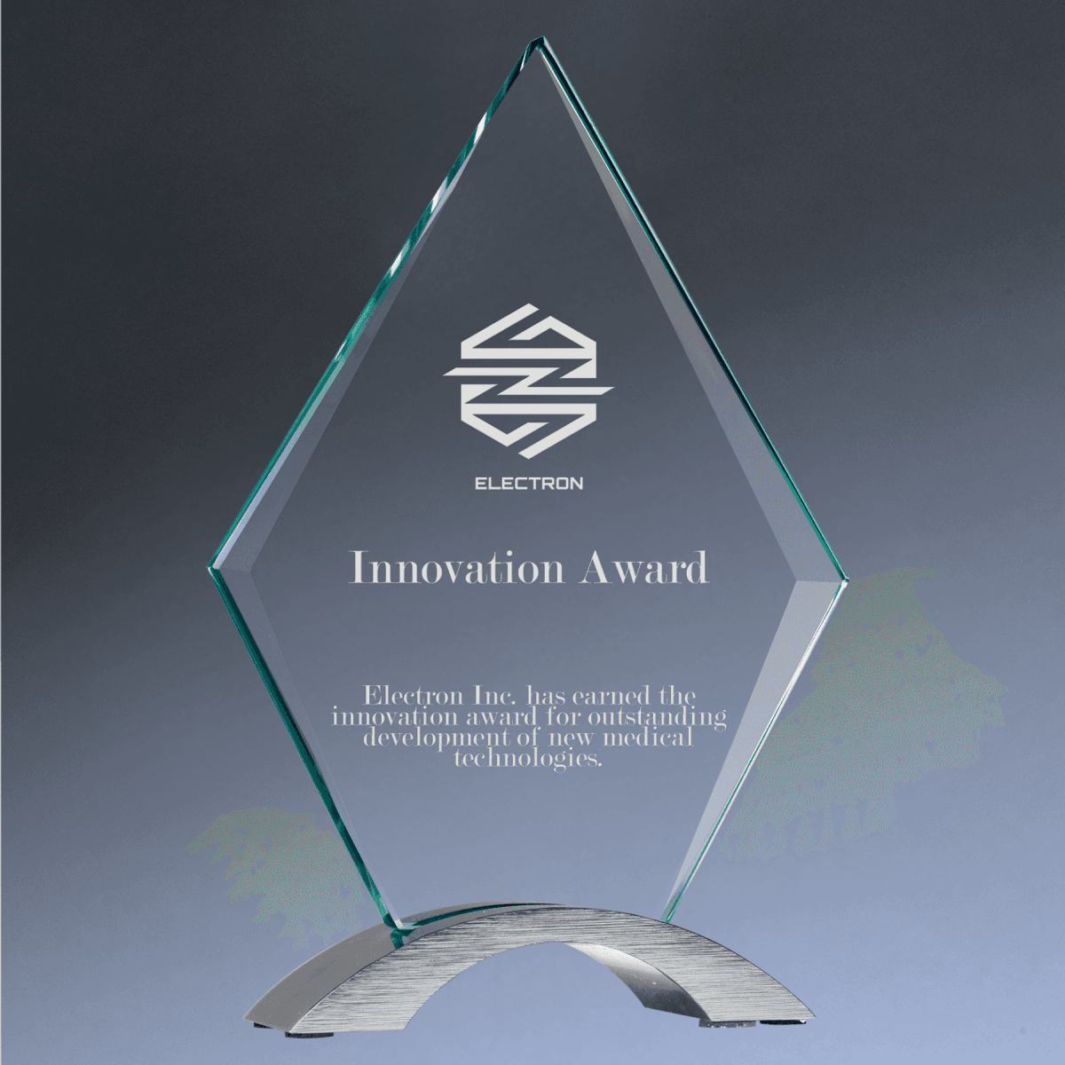Cosmic Glass Awards - Jade Tinted with Silver Metal Base - Diamond