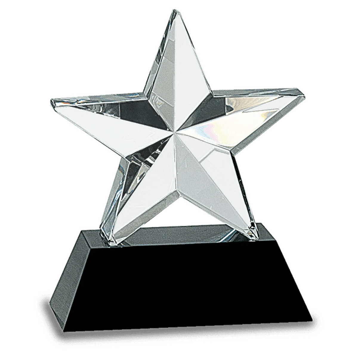 Crystal 3D Star on Black Base - LightForce Laser Engraving, LLC