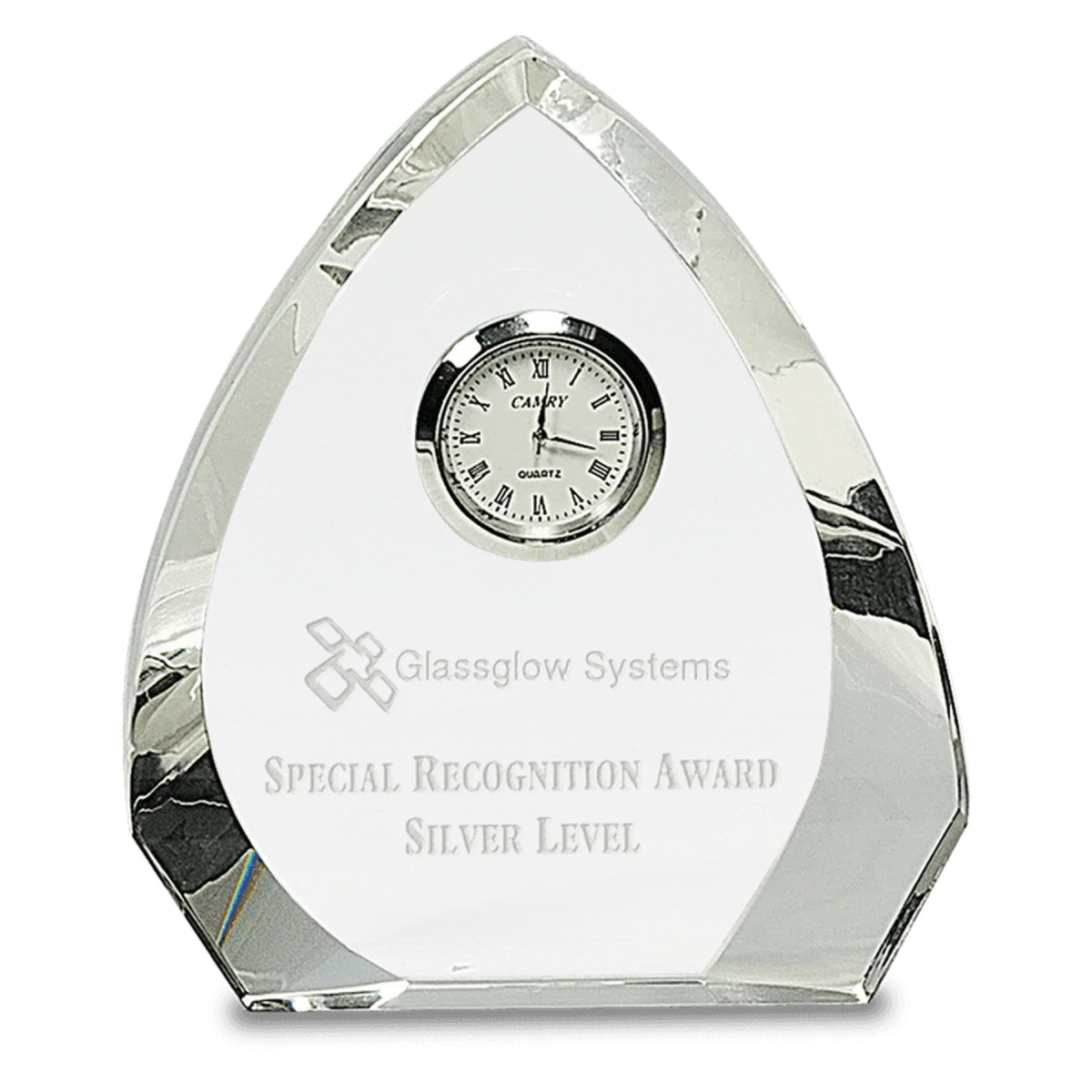 Crystal Arch Desk Clock - LightForce Laser Engraving, LLC