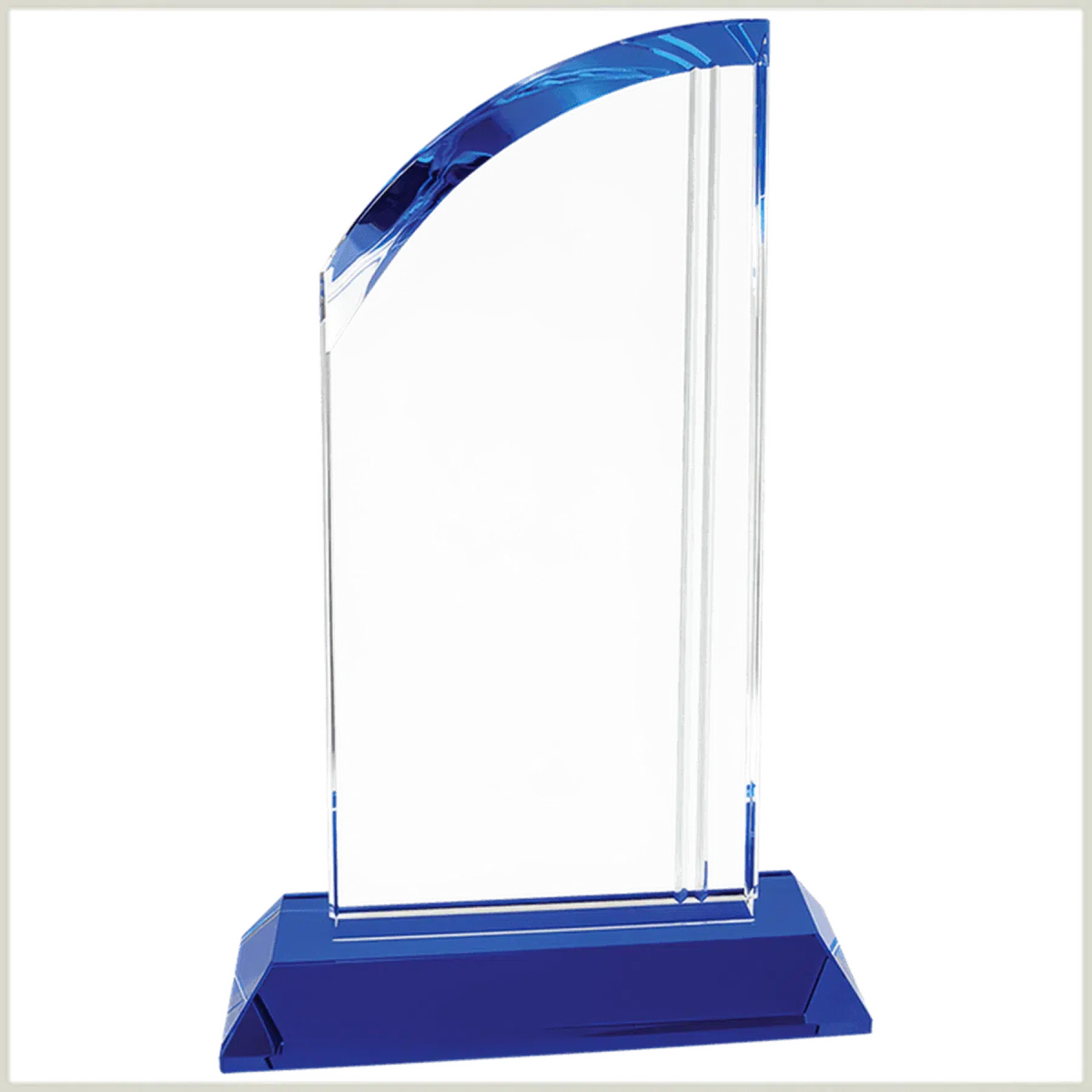 Crystal Arch with Blue Base - LightForce Laser Engraving, LLC