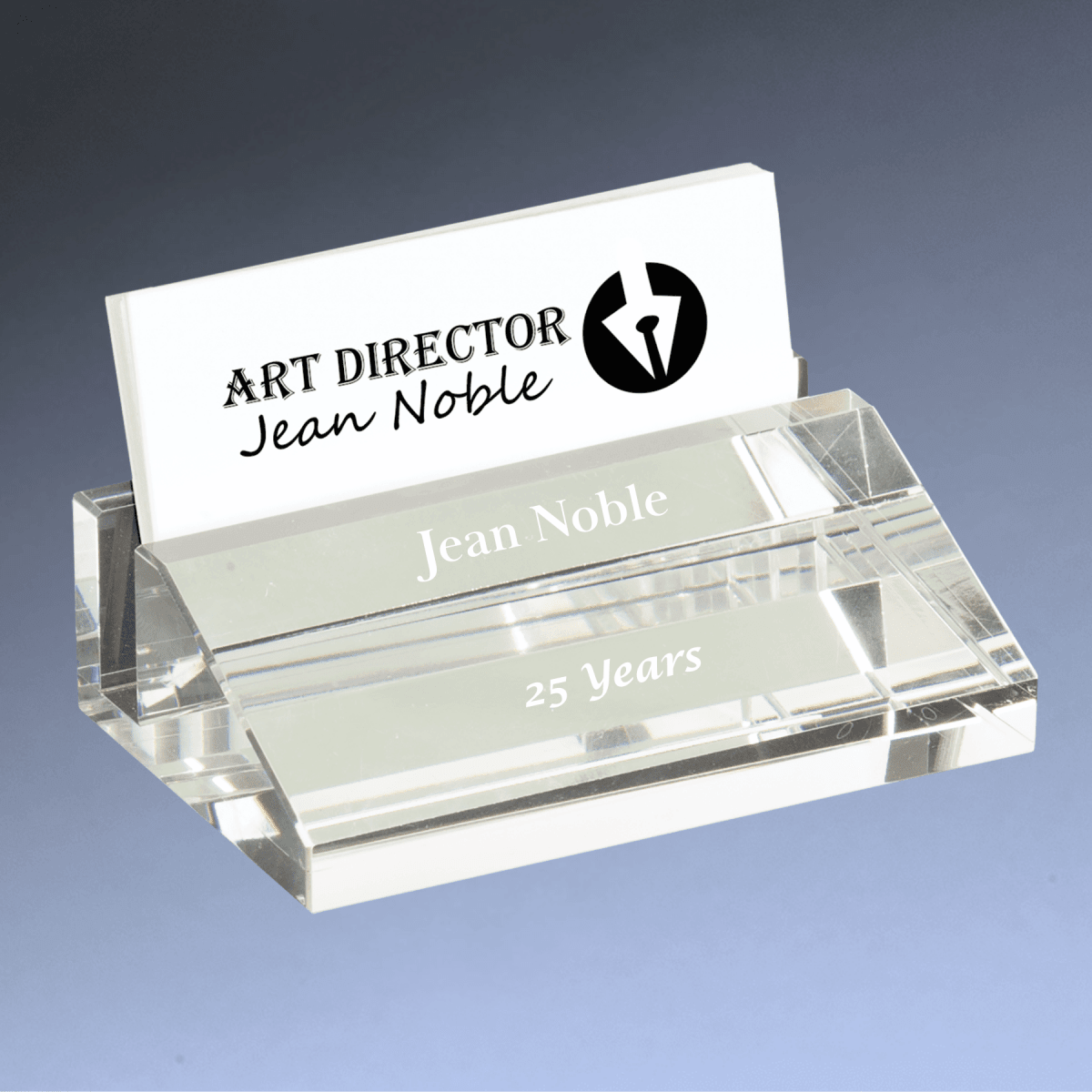 Crystal Business Card Holder with Frosted Etching - 4" (L) x 1 1/4" (W) x 2 1/2" (H)