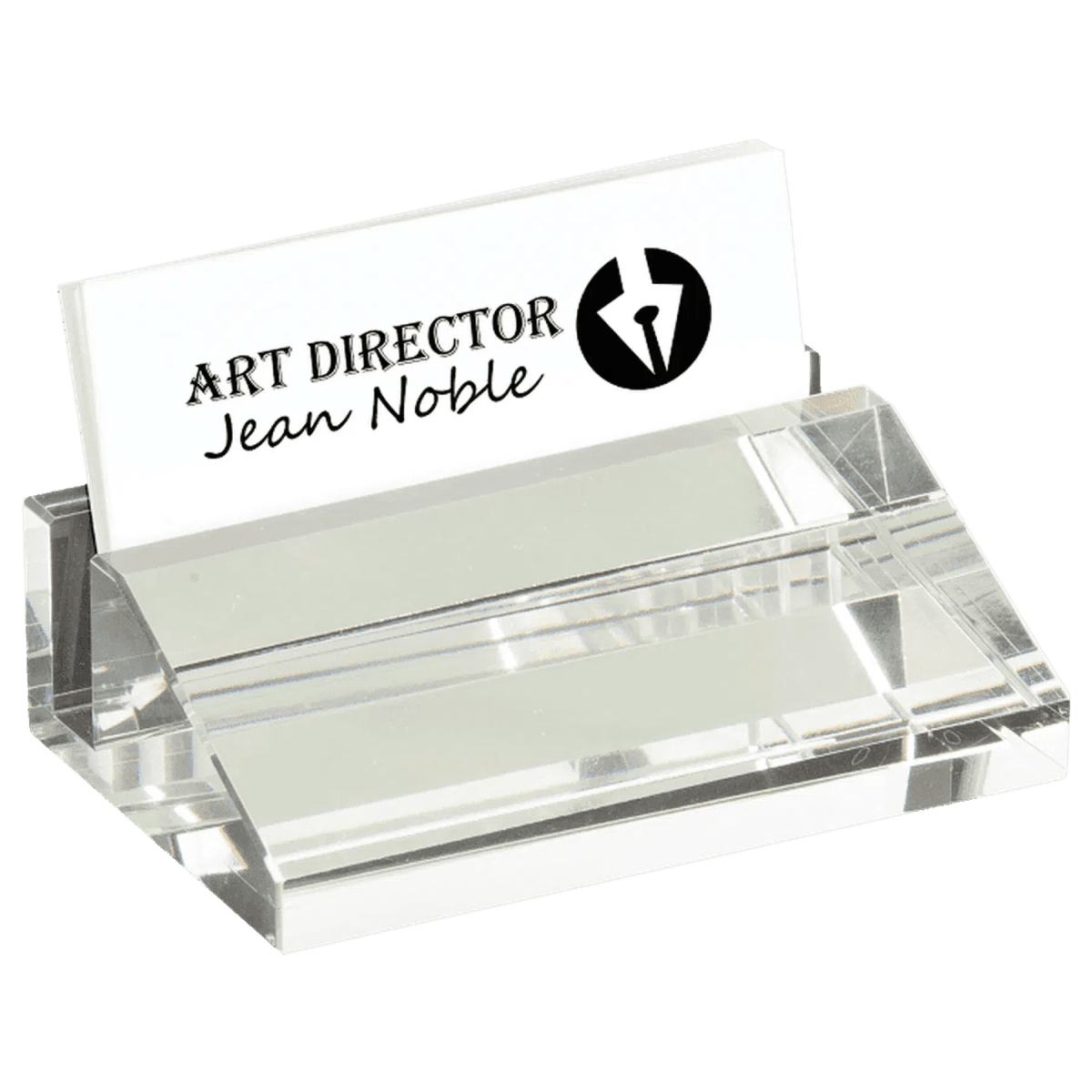 Crystal Business Card Holder with Frosted Etching - 4" (L) x 1 1/4" (W) x 2 1/2" (H)
