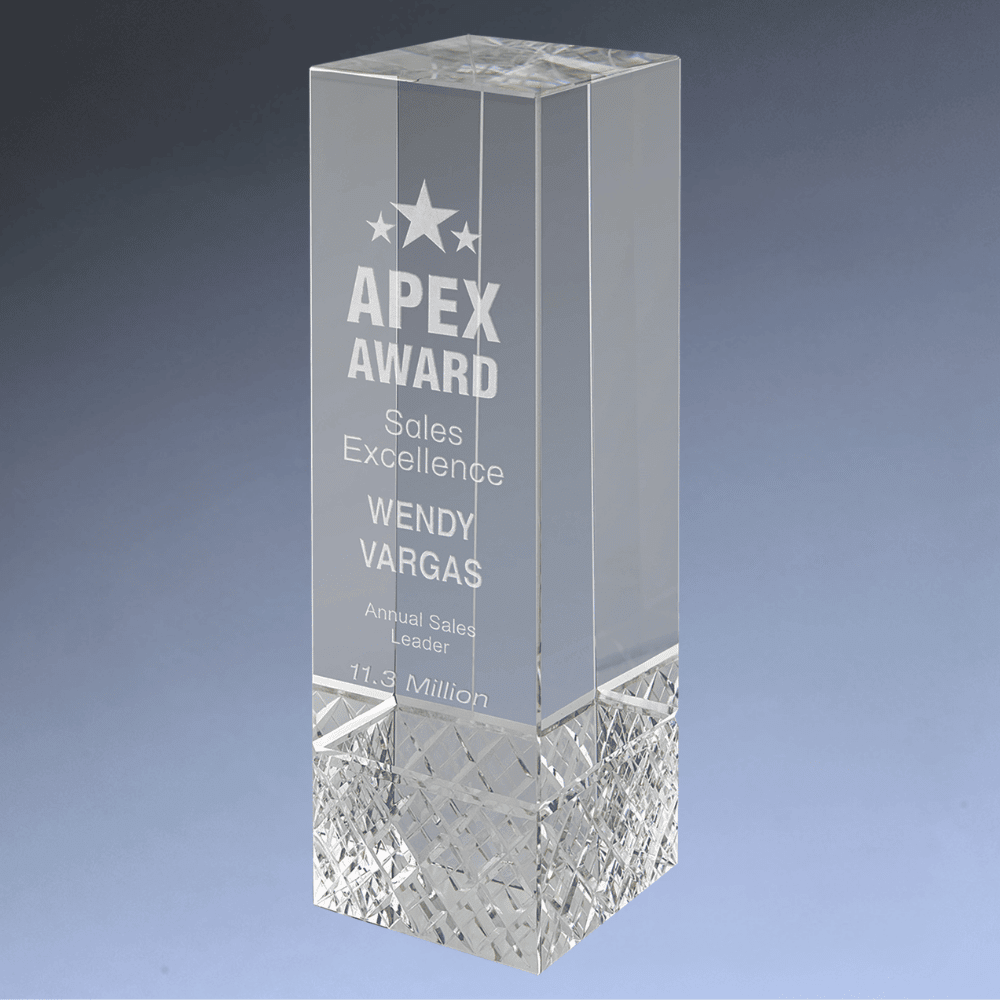 Crystal Cubes and Blocks - Laser Etched Awards and Gifts - Block with Jeweled Base