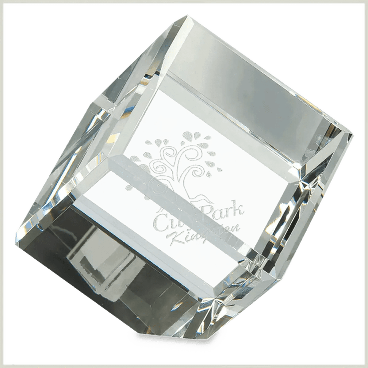 Crystal Cubes and Blocks - Laser Etched Awards and Gifts - Multi - Cube with Crystal Base