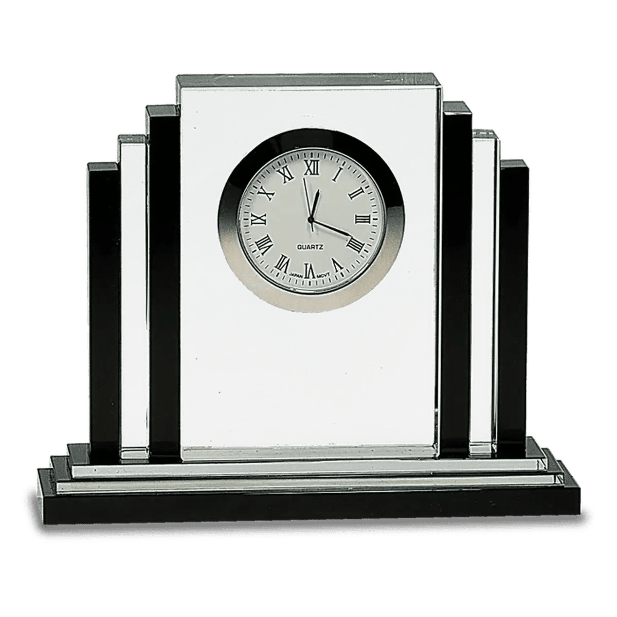Crystal Desk Clocks – Personalized Awards, Gifts & Home Decor - Rectangle Crystal Tower with Black Trim