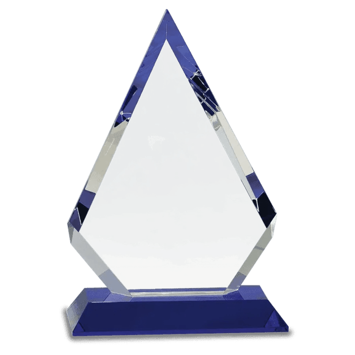 Crystal Diamond Award on Blue Pedestal Base - 6" (w) x 9" (h)
