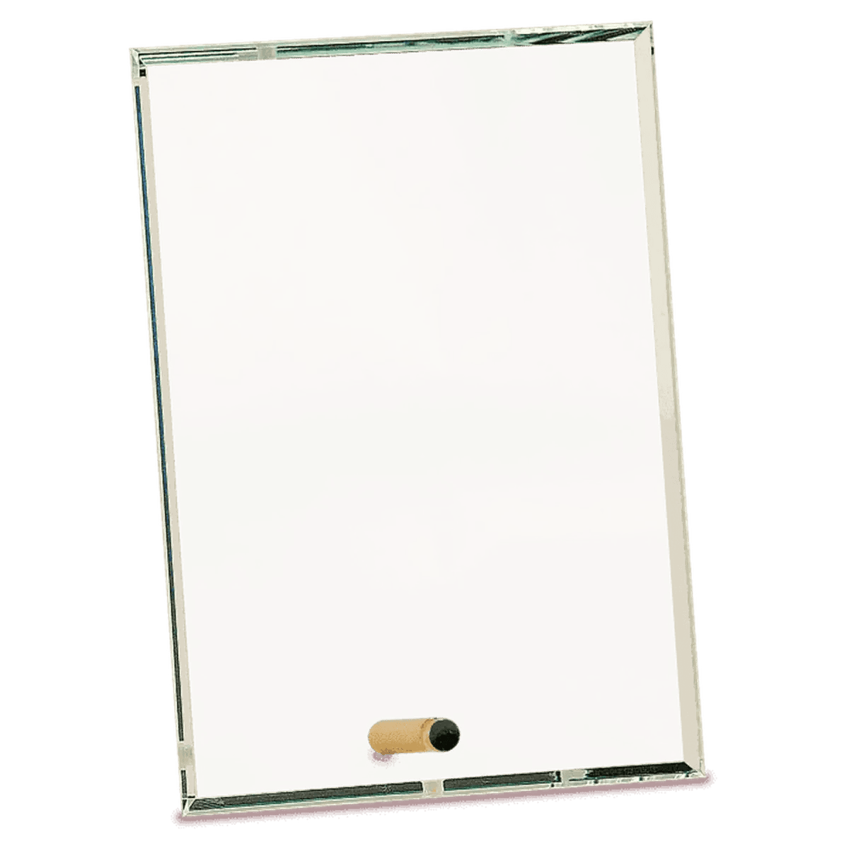 Crystal Edge Glass Award Plaque - Custom Engraved with Brass Pin - Slanted Edge