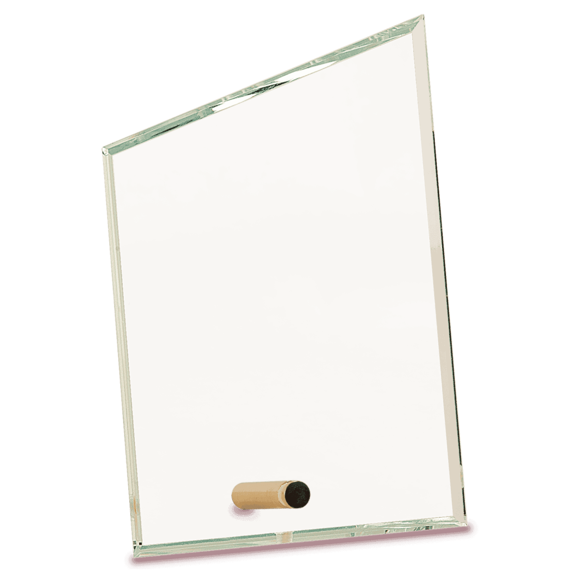 Crystal Edge Glass Award Plaque - Custom Engraved with Brass Pin - Slanted Edge