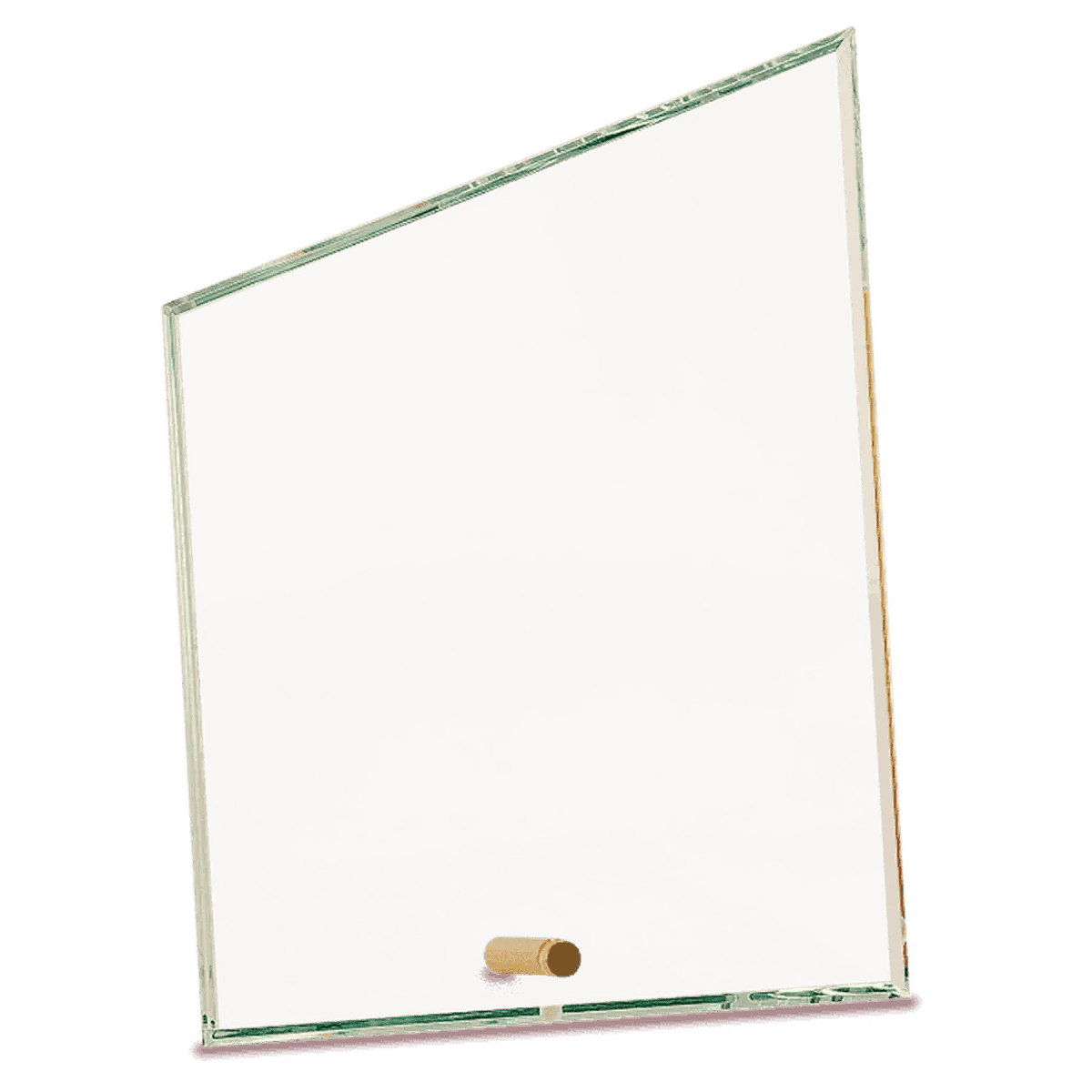 Crystal Edge Glass Award Plaque - Custom Engraved with Brass Pin - Slanted Edge